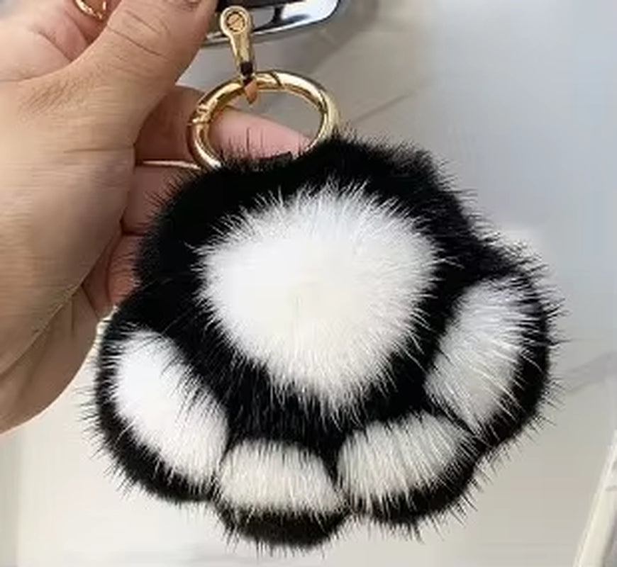 Women'S Lovely Cat Paw Faux Fur Keychain Charm Fashion Plush Bear Paw Car Key Chain Bag Pendant Keyrings Party Favor Jewelry