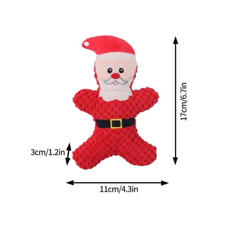 Xmas Pet Dog Plush Chew Toy Santa Elk Gingerbread Man Donut Cat Dog Christmas Series Cartoon Dog Toy Plush Squeak Toy Cookies