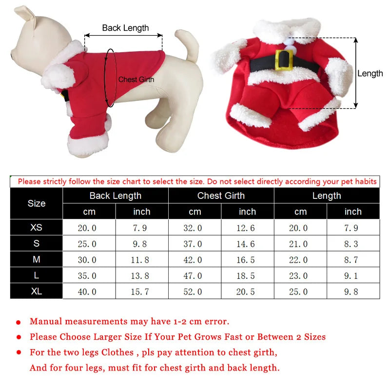 Cute Dog Santa Claus Outfit Christmas Costume for Small Dogs Cats Yorkie Cosplay Clothes Dress up Jumpsuit Party Gifts Supplies