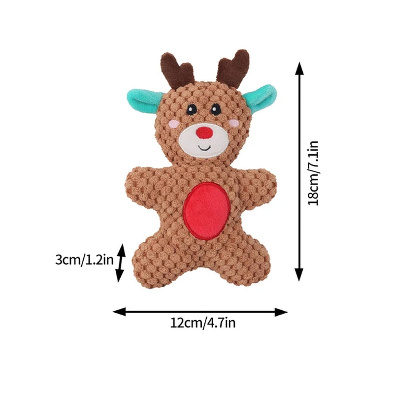 Xmas Pet Dog Plush Chew Toy Santa Elk Gingerbread Man Donut Cat Dog Christmas Series Cartoon Dog Toy Plush Squeak Toy Cookies