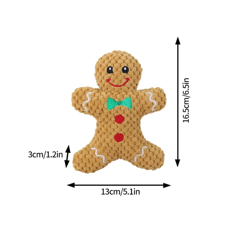 Xmas Pet Dog Plush Chew Toy Santa Elk Gingerbread Man Donut Cat Dog Christmas Series Cartoon Dog Toy Plush Squeak Toy Cookies