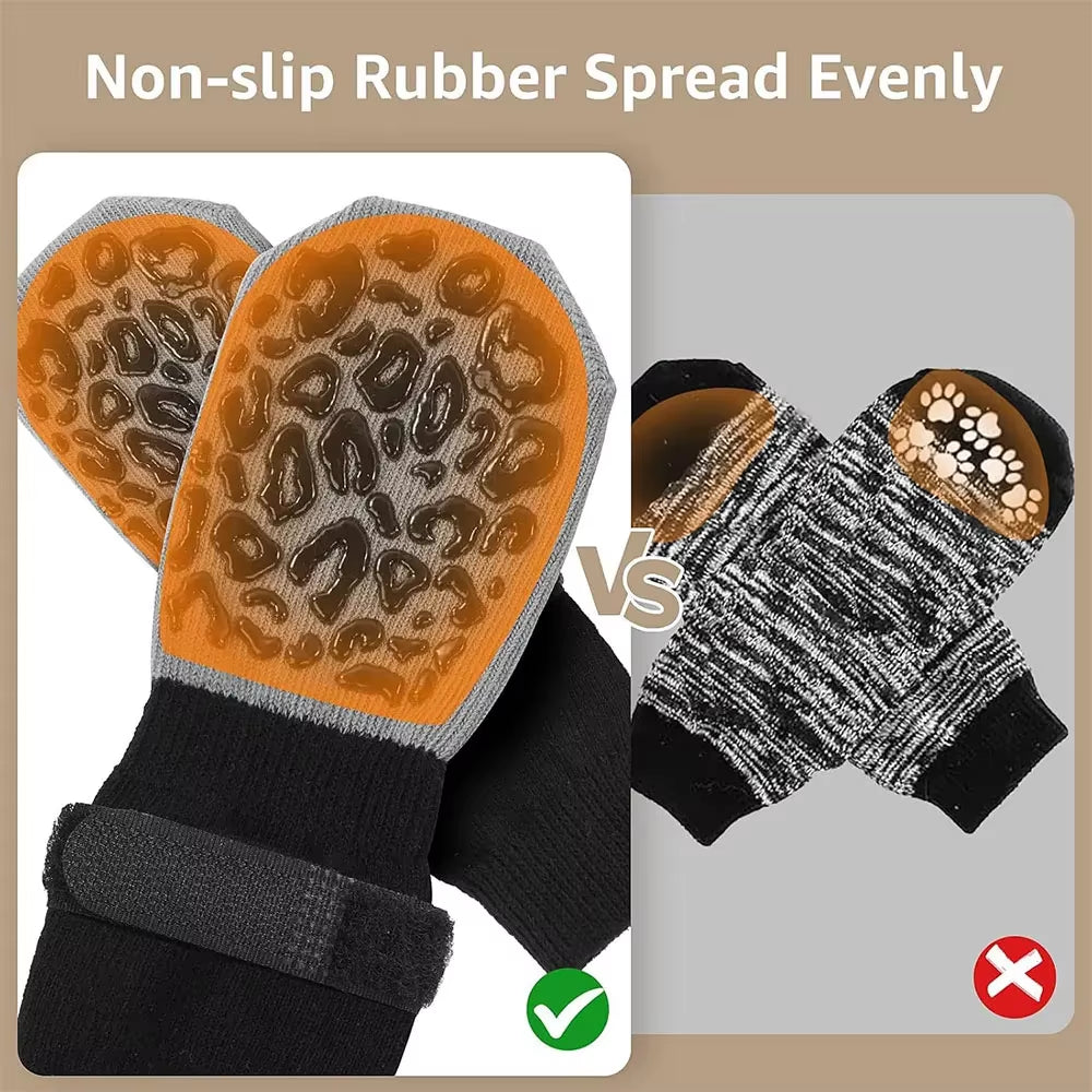 4Pcs Dog Paw Protectors Anti-Slip Boots with Traction Control Adjustable Socks for Injured Paws Senior Dogs