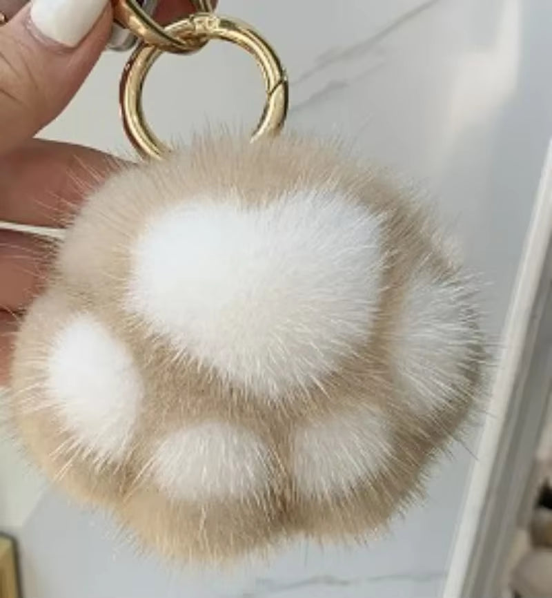 Women'S Lovely Cat Paw Faux Fur Keychain Charm Fashion Plush Bear Paw Car Key Chain Bag Pendant Keyrings Party Favor Jewelry