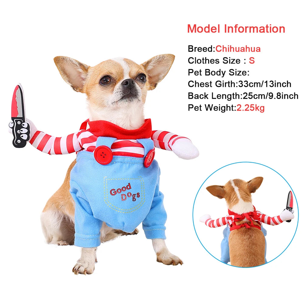 Cute Funny Dog Clothes Halloween Pet Costume for Small Big Dogs Cats Adjustable Puppy Cosplay Outfits Jumpsuit Pug Party Apparel
