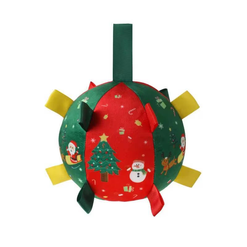 Christmas Dog Toy Balls Electric Interactive Plush Toy Ball for Dogs Built-In Bell Anti-Bite Chew Toys with Squeaker Pet Product
