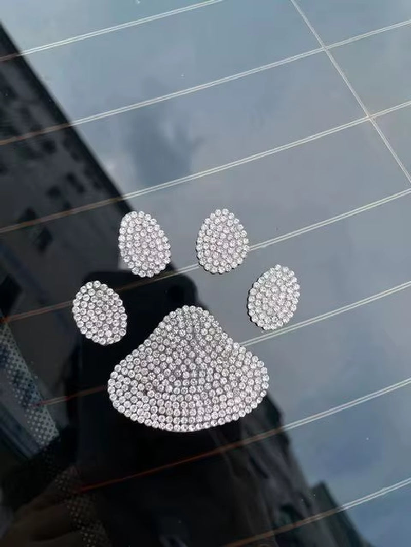 Car Sticker Vinyl 14.1*12.4Cm Love the Dog Paw Print Funny Sticker Decal Reflective Laser Motorcycle Car Styling 3D Stickers
