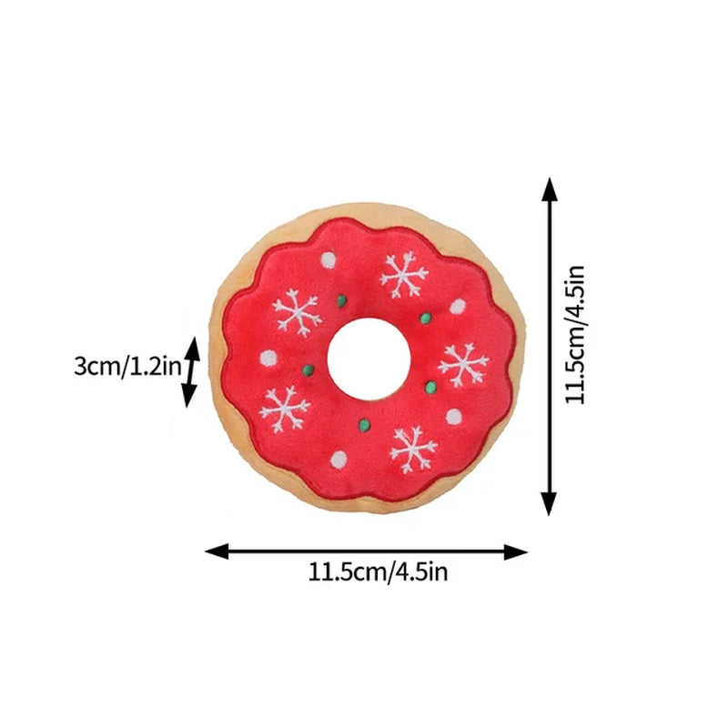 Xmas Pet Dog Plush Chew Toy Santa Elk Gingerbread Man Donut Cat Dog Christmas Series Cartoon Dog Toy Plush Squeak Toy Cookies