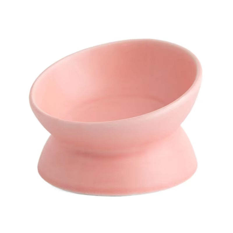 Elevated Cat Bowls Small Dog 15° Tilted Raised Food Feeding Dish Ceramics Stand Feeder for Cats and Puppy 6 Colors