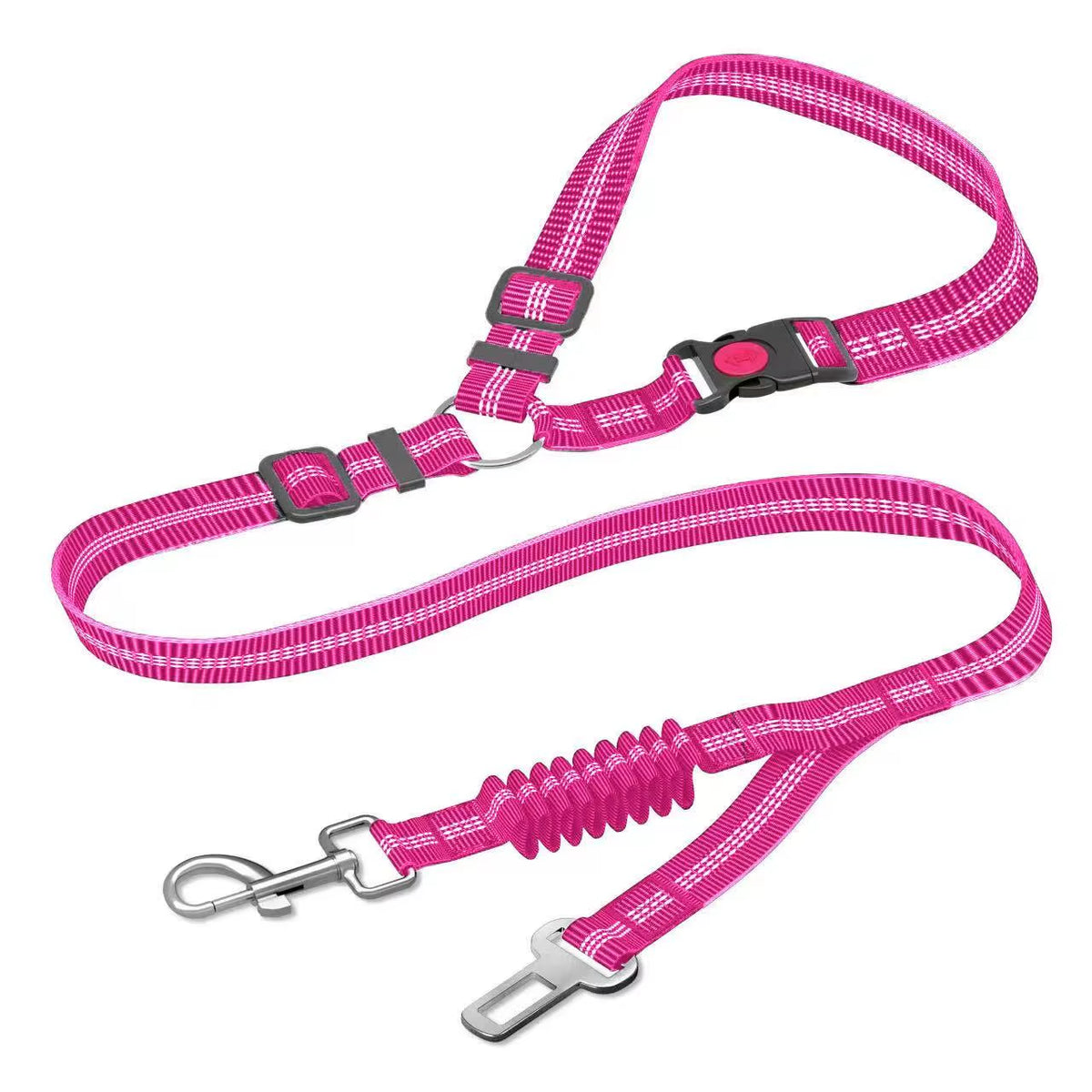 Dog Seat Belt,Updated Dual-Use Dog Seatbelt for Vehicle Headrests, Dog Car Leash - Bungee Retractable Adjustable for Your Pet, P
