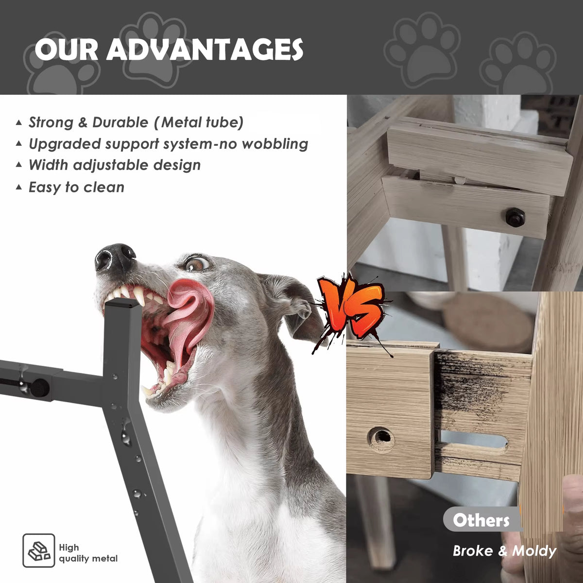 Metal Adjustable Width Raised Dog Bowl Stand for Extra Large Dogs ,Dog Food Bowl,Elevated Dog Bowls Holder(Bowl Not Included)