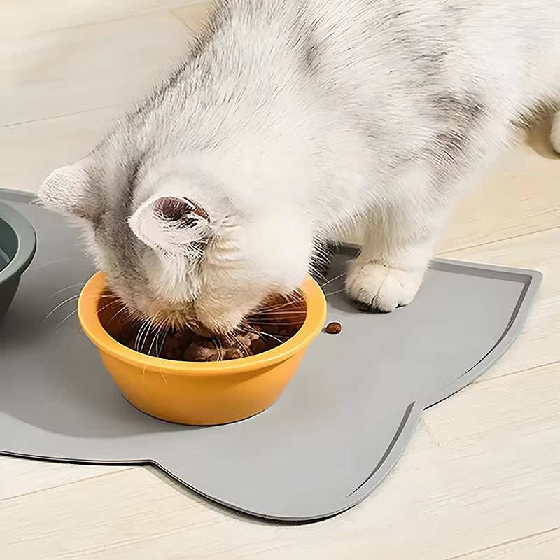 Large Size Silicone Pet Food Mat Waterproof Non-Slip Cat Dog Feeding Tray Easy Clean Dinner Bowl Mat Keeps Floor Clean