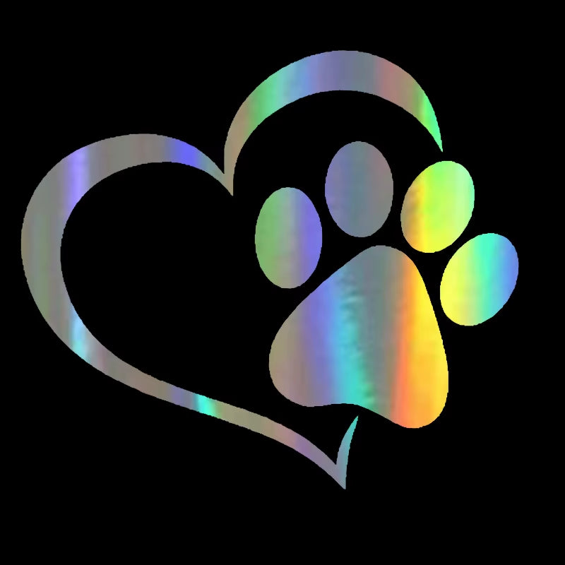 Car Sticker Vinyl 14.1*12.4Cm Love the Dog Paw Print Funny Sticker Decal Reflective Laser Motorcycle Car Styling 3D Stickers