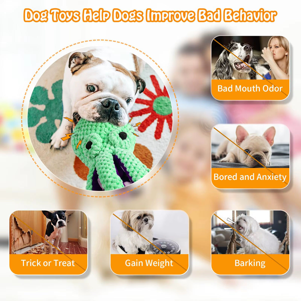 Squeaky Octopus Plush Dog Toy Indestructible Teething Chew Toy Interactive Sound Pet Stress Relief Boredom Toy for Dogs Cats