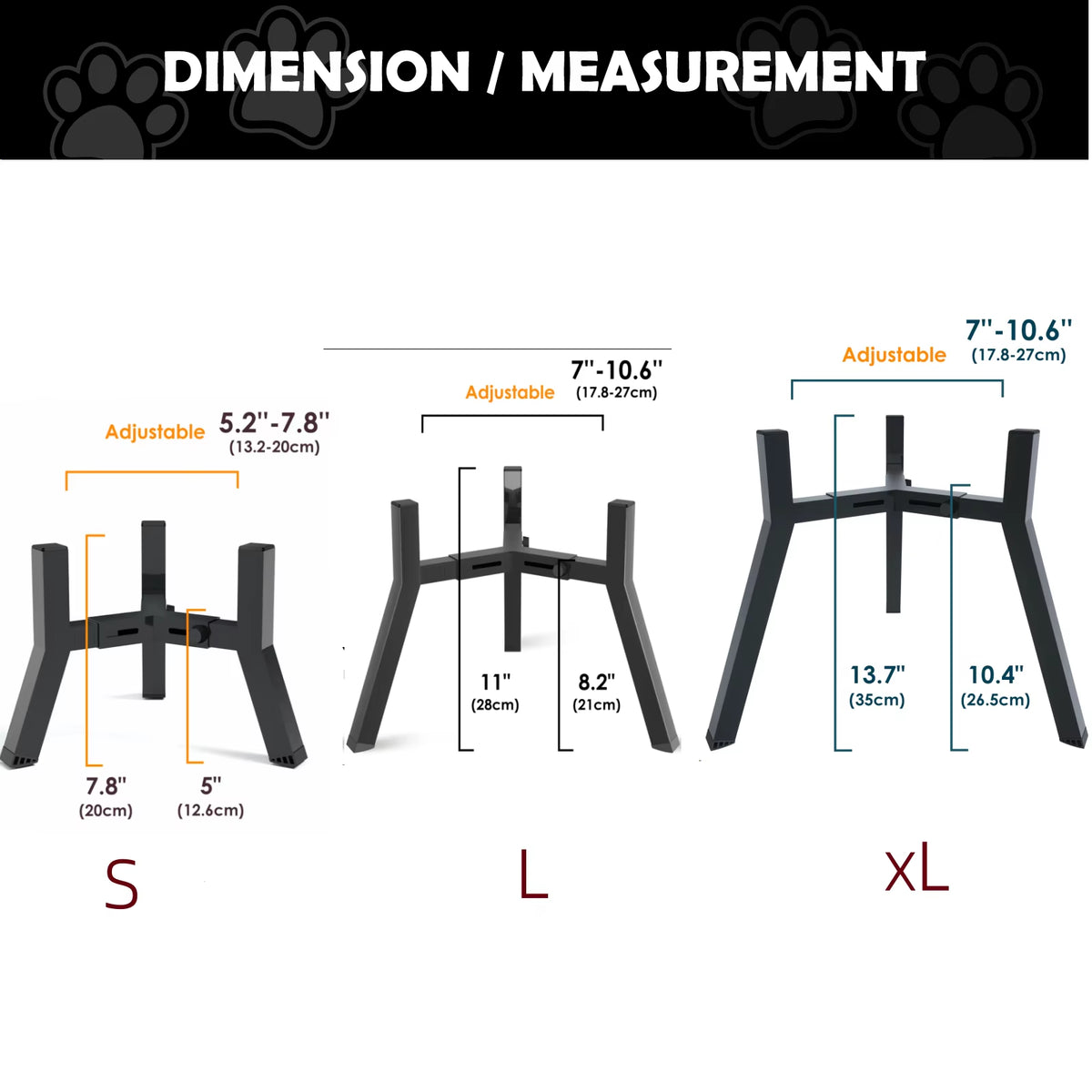 Metal Adjustable Width Raised Dog Bowl Stand for Extra Large Dogs ,Dog Food Bowl,Elevated Dog Bowls Holder(Bowl Not Included)