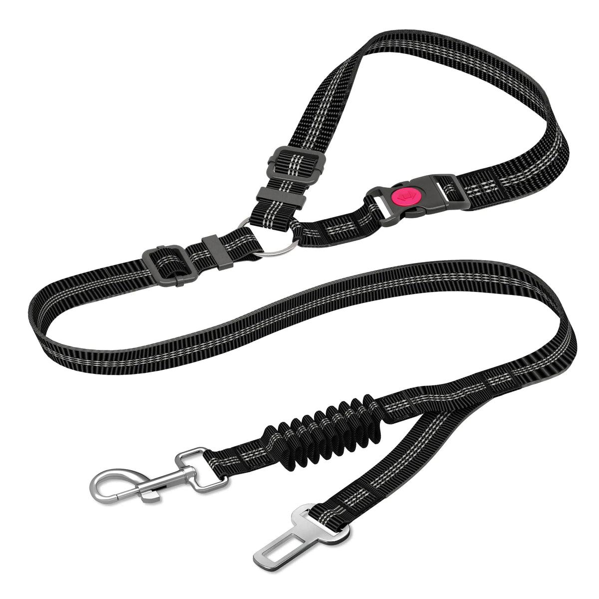 Dog Seat Belt,Updated Dual-Use Dog Seatbelt for Vehicle Headrests, Dog Car Leash - Bungee Retractable Adjustable for Your Pet, P