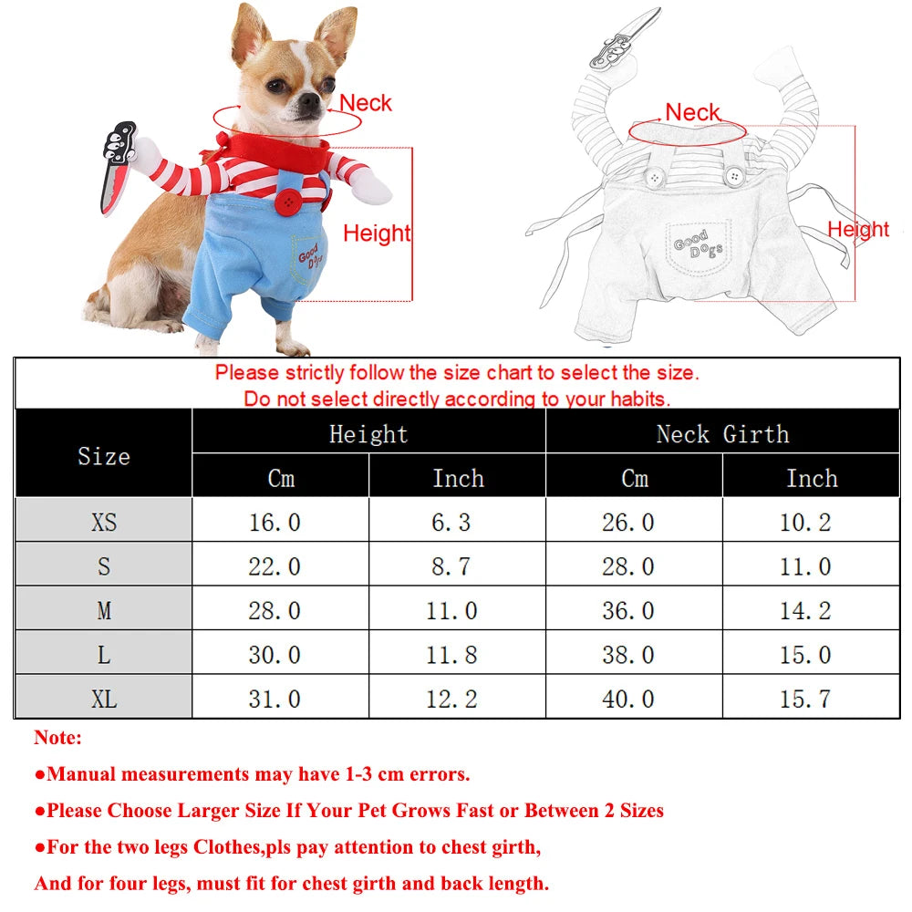 Cute Funny Dog Clothes Halloween Pet Costume for Small Big Dogs Cats Adjustable Puppy Cosplay Outfits Jumpsuit Pug Party Apparel