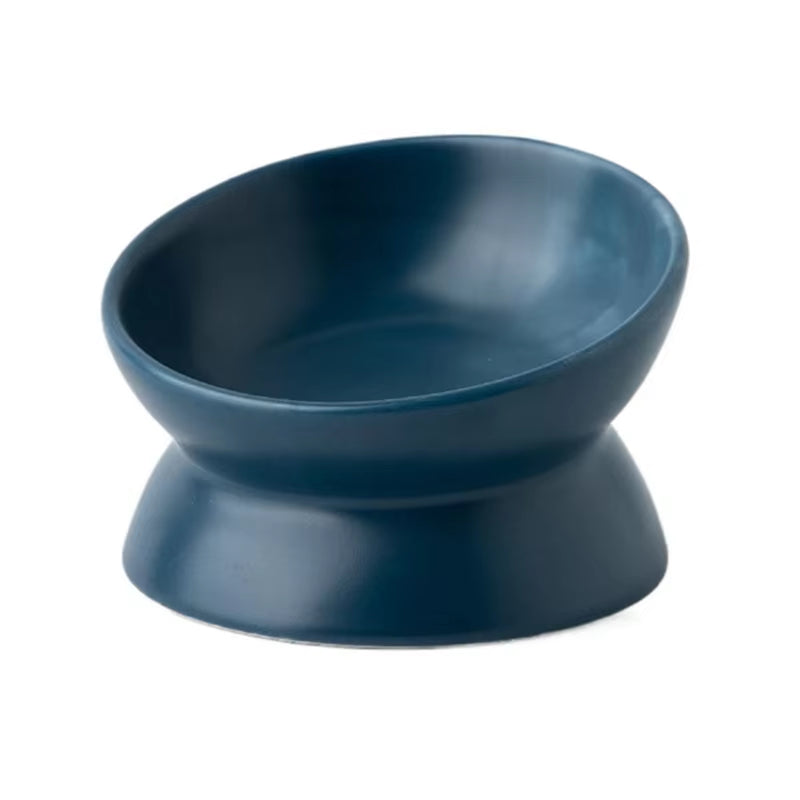 Elevated Cat Bowls Small Dog 15° Tilted Raised Food Feeding Dish Ceramics Stand Feeder for Cats and Puppy 6 Colors