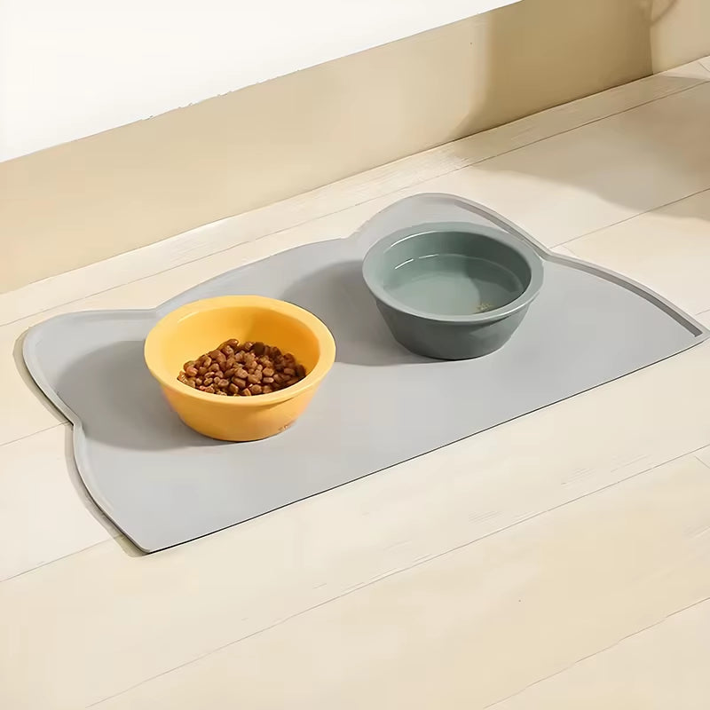 Large Size Silicone Pet Food Mat Waterproof Non-Slip Cat Dog Feeding Tray Easy Clean Dinner Bowl Mat Keeps Floor Clean
