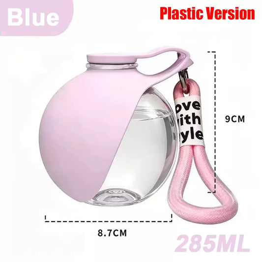 2-In-1 Portable Dog Water Bottle 285ML Stainless Steel&Silicon Leak-Proof Compact Dog outside Travel Water Bottle for Small Dogs