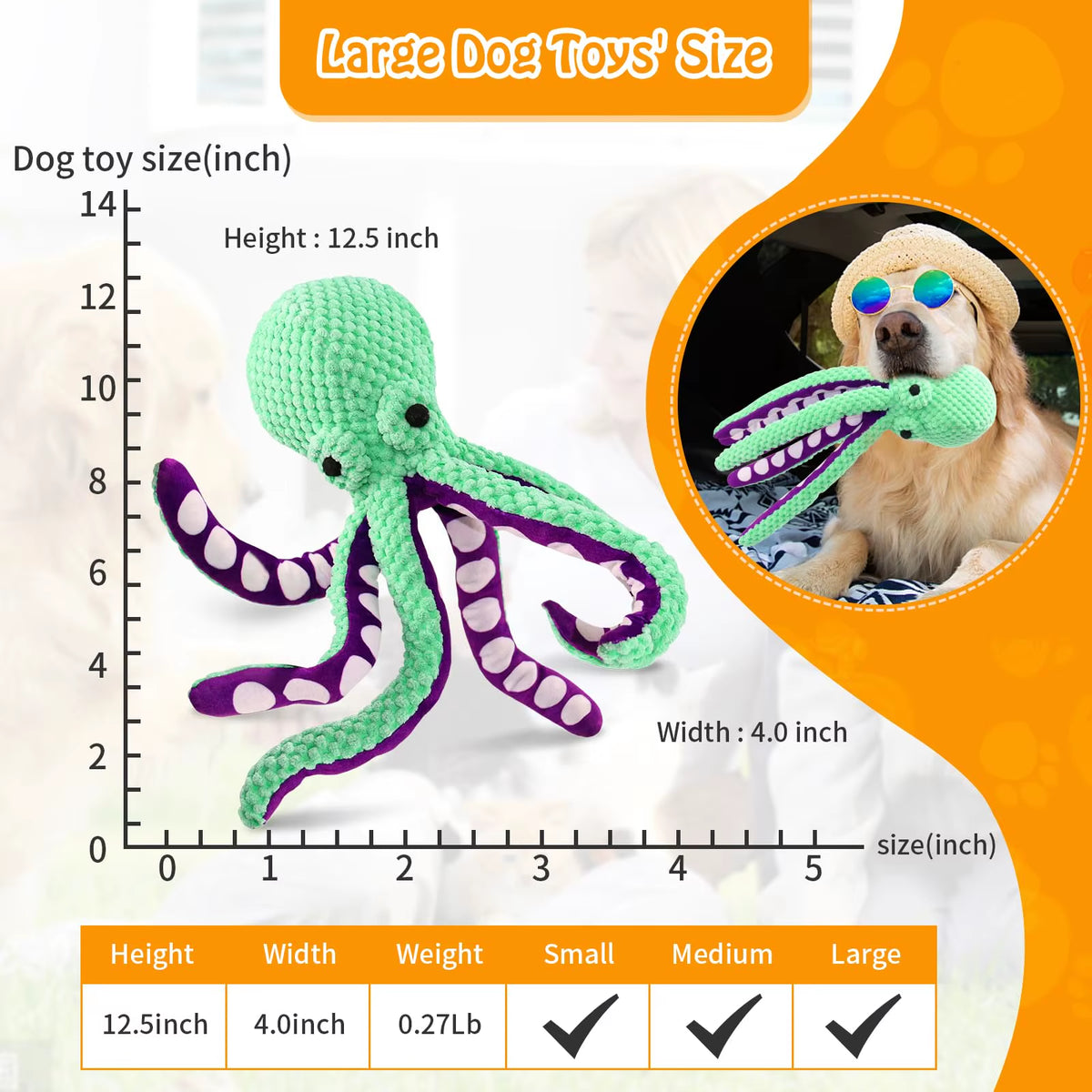 Squeaky Octopus Plush Dog Toy Indestructible Teething Chew Toy Interactive Sound Pet Stress Relief Boredom Toy for Dogs Cats