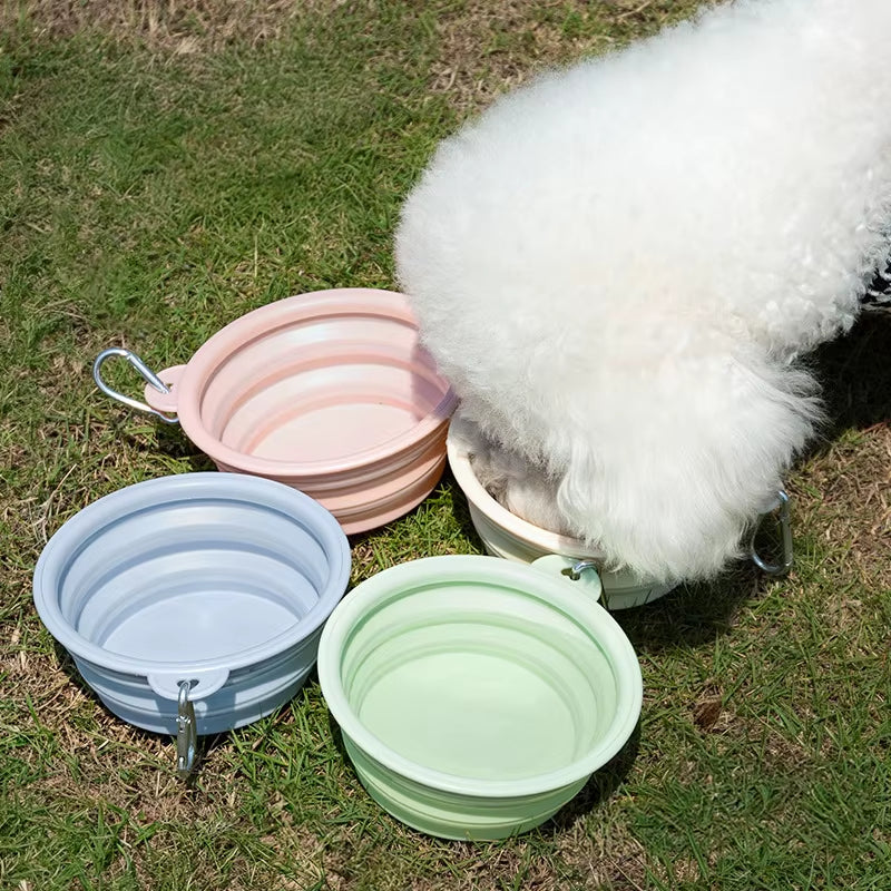 350Ml/650Ml/1000Ml Collapsible Dog Bowl Outdoor Travel Pet Drinking Bowl for Dog Cats Folding Silicone Bowl Puppy Food Container